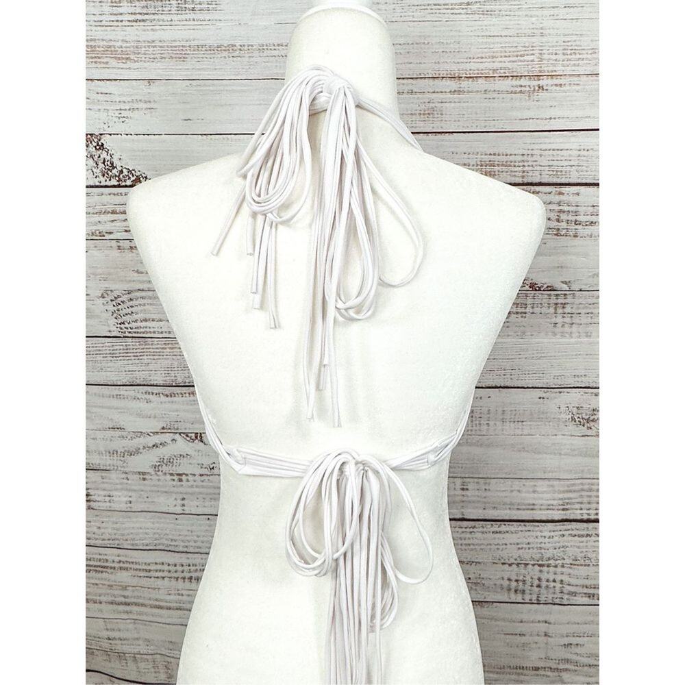 Revolve Joues de Sable Strappy Seamless Halter Neck Swimsuit White Size XS
